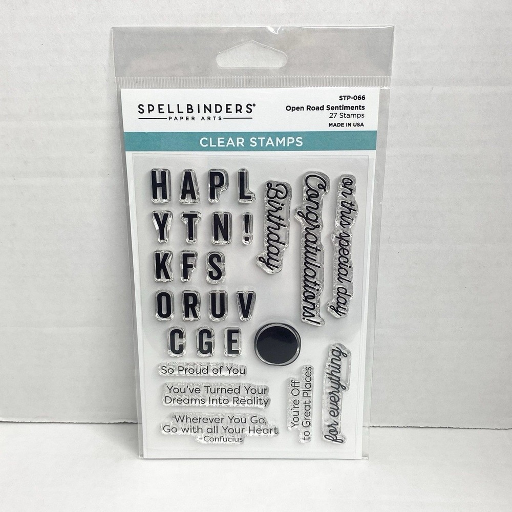 Spellbinders Clear Stamps 27pc Open Road Sentiments Congratulations Proud of You
